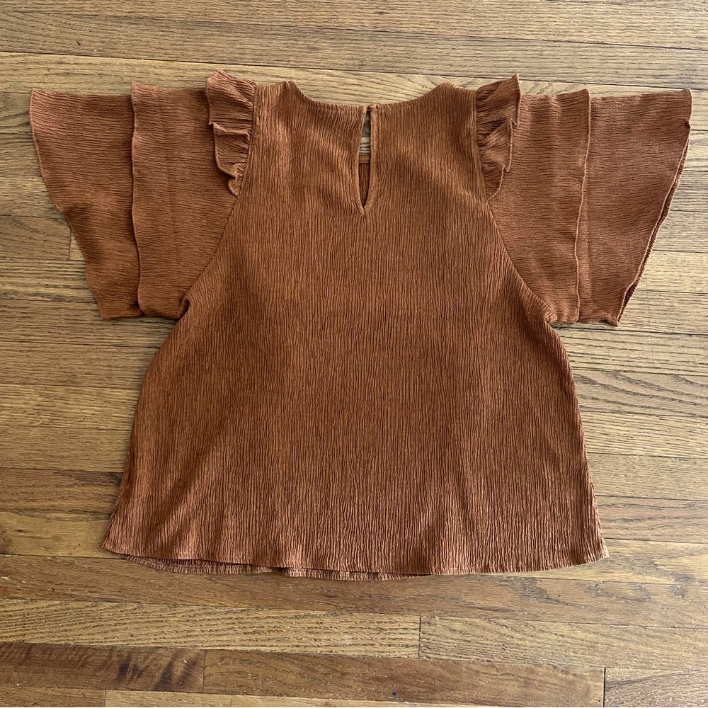 Express Ruffle Top Flutter Sleeve Stretch Size Medium - Picture 5 of 5